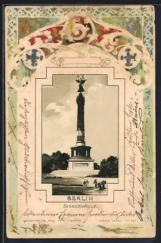 Lithographie Berlin, Blick auf die Siegessäule