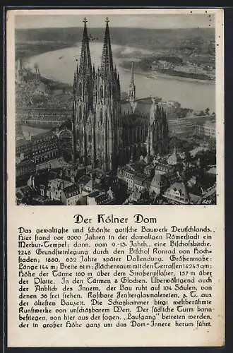 AK Köln, Dom, Das gewaltigste und schönste gotische Bauwerk Deutschlands...