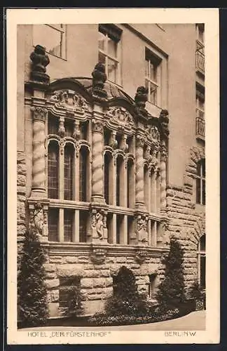 AK Berlin-Tiergarten, Hotel Der Fürstenhof, Teil der Hof-Fassade