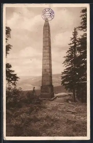 AK Böhmerwald, Stifterdenkmal auf der Seewand des Plöckensteiner Sees