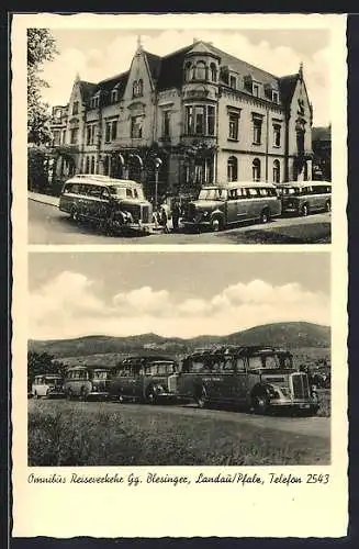 AK Landau / Pfalz, Omnibus-Reiseverkehr gg. Blesinger