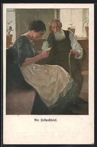 Künstler-AK Brynolf Wennerberg: Nr. 15, Frau liest Feldpostbrief