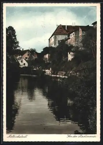 AK Mellrichstadt, Flusspartie an der Stadtmauer