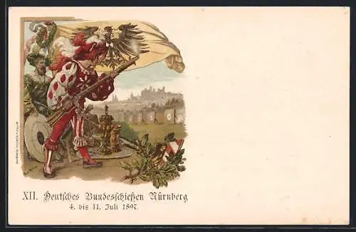 Künstler-AK Paul Ritter: Nürnberg, XII. Deutsches Bundesschiessen 1897