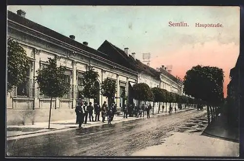 AK Semlin, Hauptstrasse bei Abendstimmung