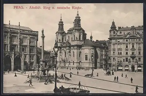 AK Prag / Praha, Altstädt. Ring u. russische Kirche