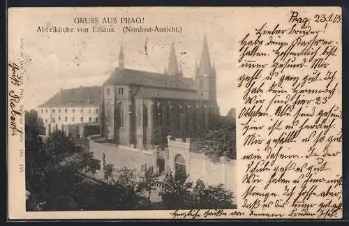 AK Prag / Praha, Abteikirche von Emaus, Nordost-Ansicht