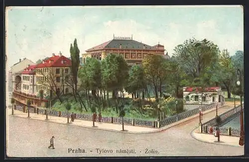 Lithographie Prag / Praha, Tylovo námestí, Zofín