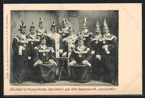 AK Mannheim, Elfer-Rath der Tischgesellschaft Butze-Babbe, Dammstrasse 10, Carneval 1905