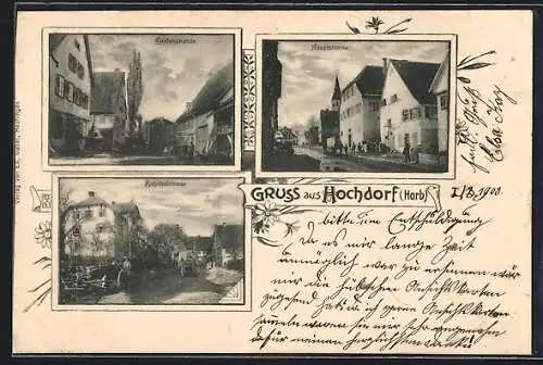 AK Hochdorf / Horb, Lindenstrasse, Hauptstrasse, Bahnhofstrasse