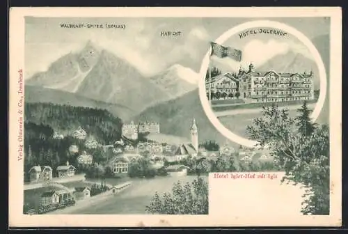 AK Igls, Hotel Iglerhof, Waldrast-Spitze & Habicht, Ortsansicht