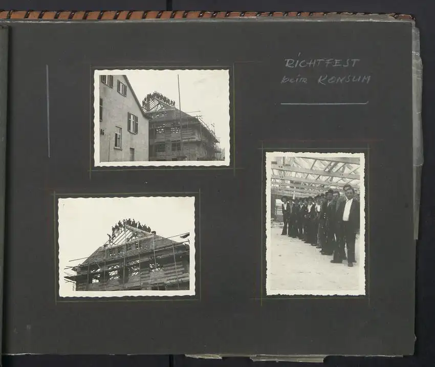 Fotoalbum mit 213 Fotografien, Ansicht Reutlingen, Zimmermann Firma Eggers, Bau Konsum Lagerhaus, Kirche in Hausen 12