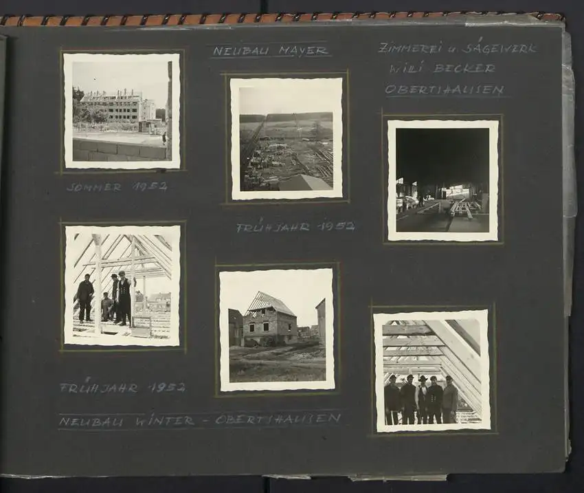 Fotoalbum mit 213 Fotografien, Ansicht Reutlingen, Zimmermann Firma Eggers, Bau Konsum Lagerhaus, Kirche in Hausen 14