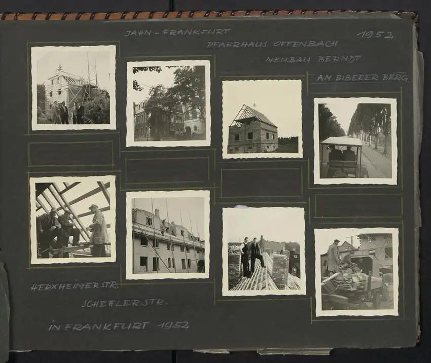 Fotoalbum mit 213 Fotografien, Ansicht Reutlingen, Zimmermann Firma Eggers, Bau Konsum Lagerhaus, Kirche in Hausen 16