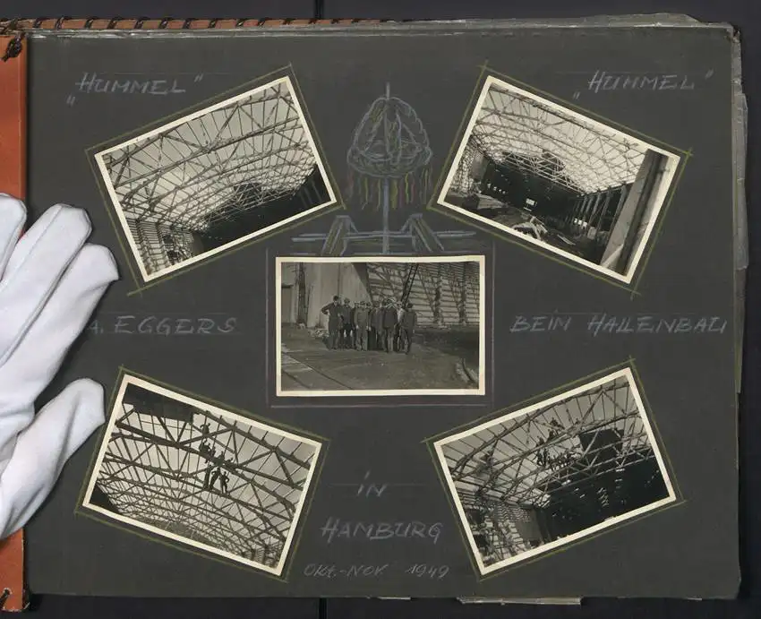 Fotoalbum mit 213 Fotografien, Ansicht Reutlingen, Zimmermann Firma Eggers, Bau Konsum Lagerhaus, Kirche in Hausen 2