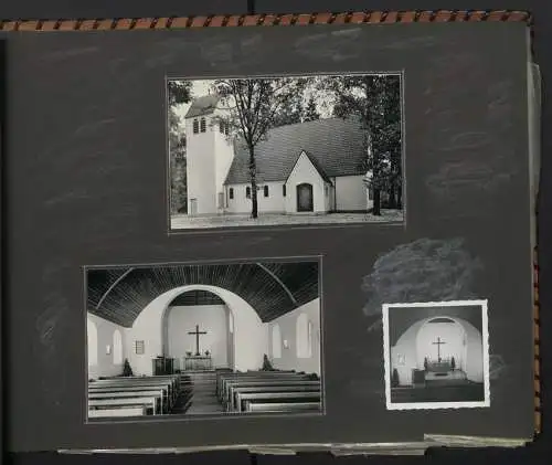 Fotoalbum mit 213 Fotografien, Ansicht Reutlingen, Zimmermann Firma Eggers, Bau Konsum Lagerhaus, Kirche in Hausen