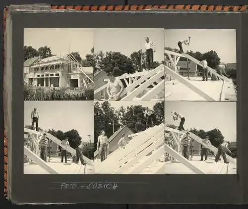 Fotoalbum mit 213 Fotografien, Ansicht Reutlingen, Zimmermann Firma Eggers, Bau Konsum Lagerhaus, Kirche in Hausen