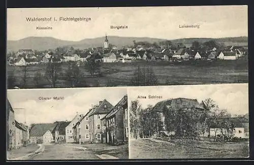 AK Waldershof i. Fichtelgebirge, Kösseine, Burgstein und Luisenburg