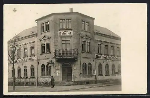 Foto-AK Liebertwolkwitz, Bahnhofsallee Ecke An der Eisenbahn