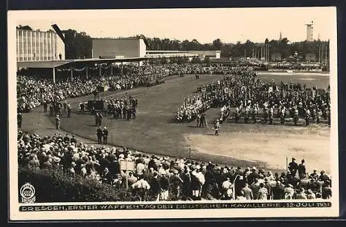 Foto-AK Dresden, Stadion Güntzplatz, Erster Waffentag der Deutschen Kavallerie 1931