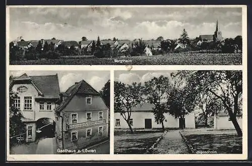 AK Bergtheim / Ufr., Gasthaus zum Löwen, Bes. Gg. Leusser, und Jugendheim