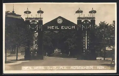 AK Rosenheim / Bayern, Festpforte, Ben. Vers. D. u. Oe. A. V. Rosenheim in 1924