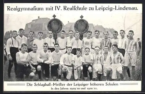 AK Leipzig-Lindenau, Realgymnasium mit IV. Realschule, Schlagball-Meister der Leipziger höheren Schulen