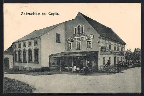 AK Zatzschke bei Copitz, Gasthof zur weissen Taube, Aussenansicht