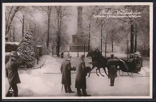 AK Berlin, Schlittenfahrt des Kronprinzenpaares im Tierpark vor der Siegessäule