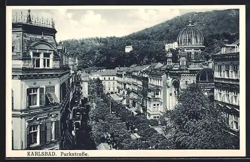 AK Karlsbad, Synagoge in der Parkstrasse