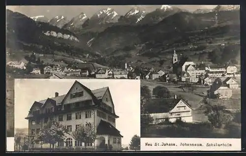 AK Neu St. Johann, Johanneum, Schülerheim, Blick zum Ort