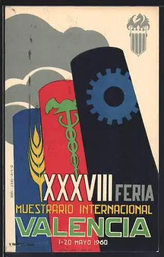 AK Valencia, XXXVIII. Feria Muestrario Internacional 1960, Ausstellung