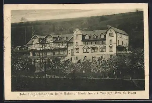 AK Niederhone i. Werratal, Hotel Bergschlösschen beim Bahnhof