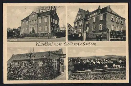 AK Mitteldorf i. Sachsen, Turnhalle, Schule, Gemeindeamt