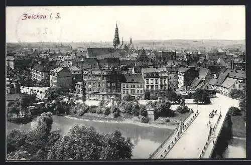 AK Zwickau, Blick auf die Altstadt