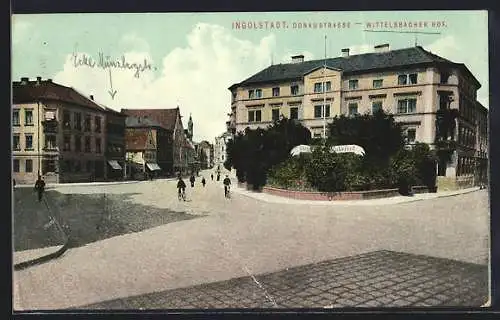 AK Ingolstadt, Donaustrasse mit Hotel Wittelsbacher Hof