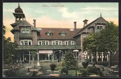 AK Löbau, Blick zum Gasthaus Honigbrunnen