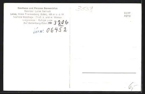AK Laisa Kreis Frankenberg /Eder, Gasthaus und Pension Sonnenblick mit drei Ansichten