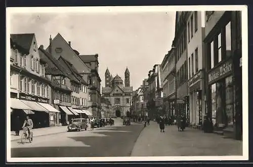 AK Speyer, Hauptstrasse mit Dom