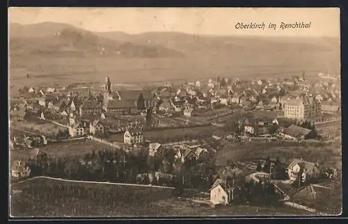 AK Oberkirch im Renchthal, Totalansicht von einen Berg aus