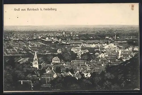 AK Rohrbach bei Heidelberg, Totalansicht von einen Berg aus