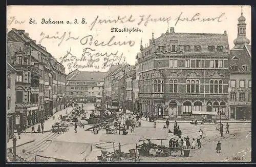 AK St. Johann a. d. S., Marktplatz aus der Vogelschau