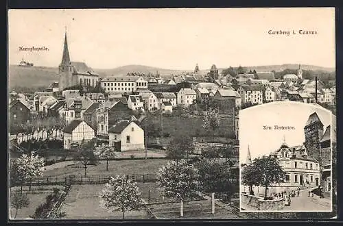 AK Camberg i. Taunus, Ortsansicht mit Kreuzkapelle, Am Untertor