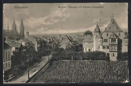 AK Geisenheim, Winkler Chaussee mit Schloss Schönborn