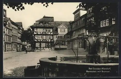 AK Bad Sooden-Allendorf, Marktplatz mit Brunnen