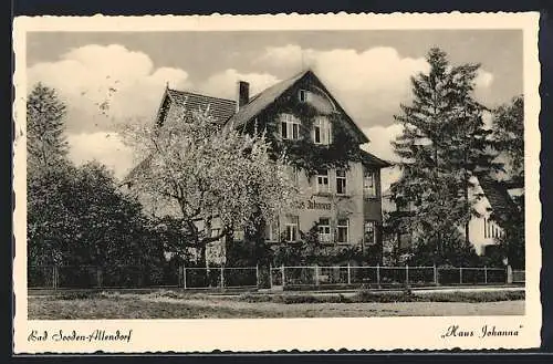 AK Bad Sooden-Allendorf, Hotel Johanna mit blühendem Kirschbaum, Bismarckstrasse 6