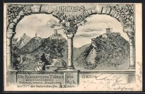 AK Annweiler, Die Reichsveste Trifels, Dreifelsenburg-Trifels, Anebos, Scharfenberg