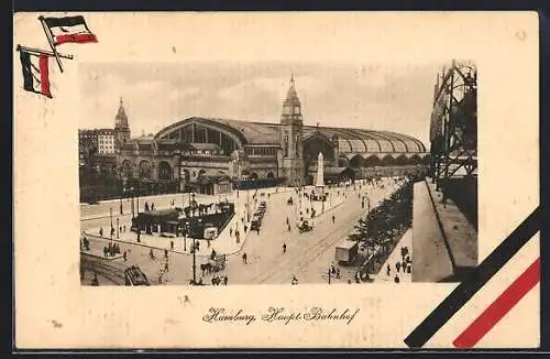 AK Hamburg-St.Georg, Blick zum Haupt-Bahnhof