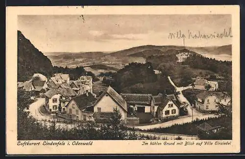 AK Lindenfels i. Odenwald, Im kühlen Grund mit Blick auf Villa Einsiedel