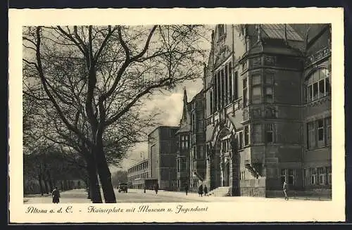 AK Hamburg-Altona a. d. E., Kaiserplatz mit Museum und Jugendamt